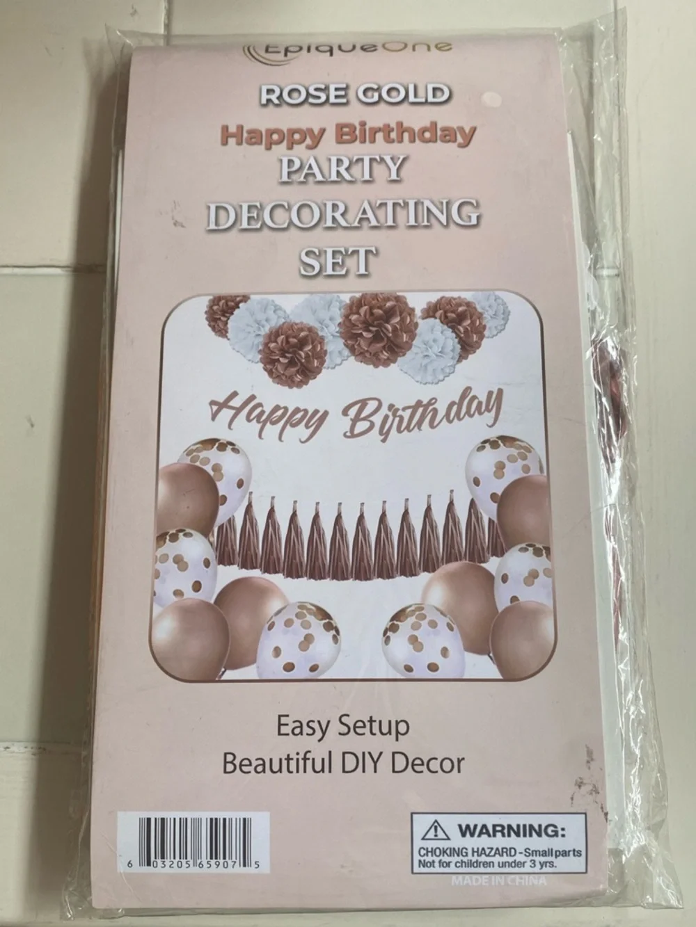 Rose Gold and White Birthday Party Decorating Set NEW IN PACKAGING